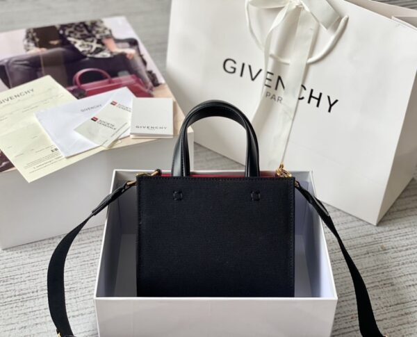 Givenchy Medium G Tote Shopper Bag Canvas Black/Red For Women, Women's Handbags, Shoulder Bags 7.5in/19cm GVC