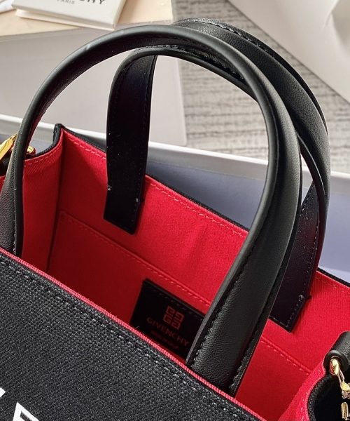 Givenchy Medium G Tote Shopper Bag Canvas Black/Red For Women, Women's Handbags, Shoulder Bags 7.5in/19cm GVC