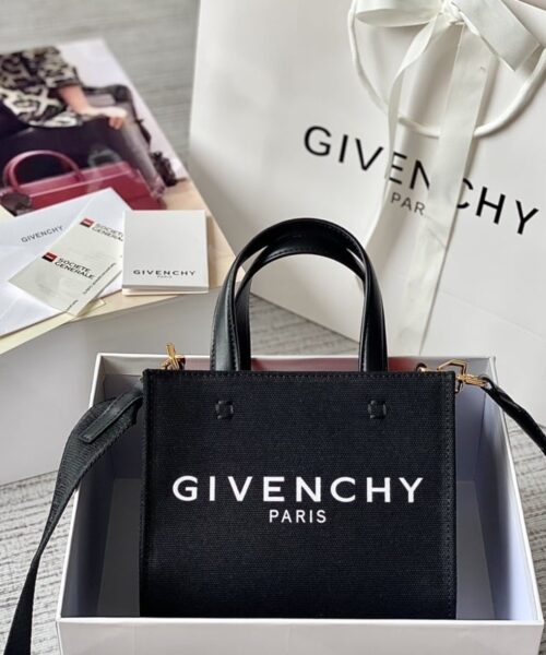 Givenchy Medium G Tote Shopper Bag Canvas Black/Red For Women, Women's Handbags, Shoulder Bags 7.5in/19cm GVC