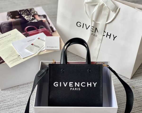 Givenchy Medium G Tote Shopper Bag Canvas Black/Red For Women, Women's Handbags, Shoulder Bags 7.5in/19cm GVC
