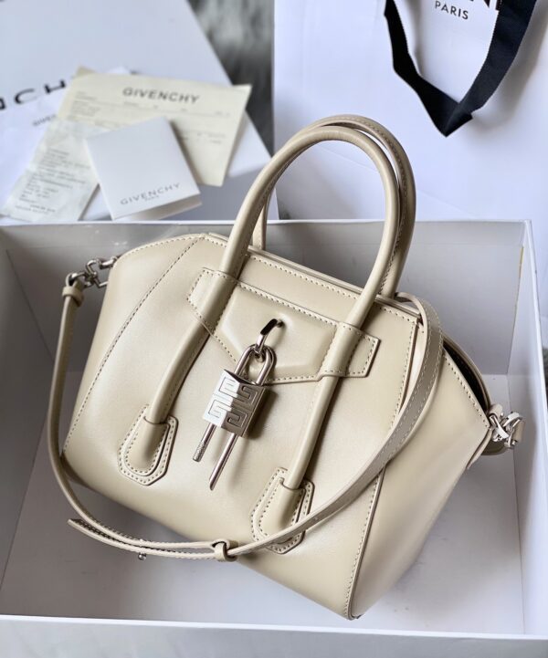 Givenchy Mini Antigona Lock Bag Beige For Women, Women's Handbags, Shoulder Bags 8.7in/22cm GVC