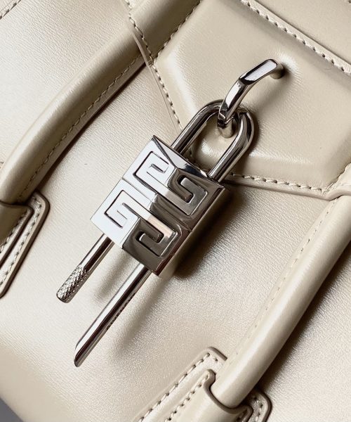 Givenchy Mini Antigona Lock Bag Beige For Women, Women's Handbags, Shoulder Bags 8.7in/22cm GVC