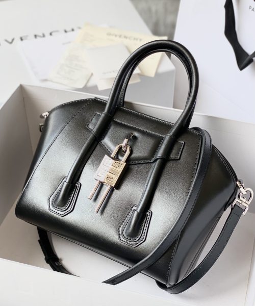 Givenchy Mini Antigona Lock Bag Black For Women, Women's Handbags, Shoulder Bags 8.7in/22cm GVC