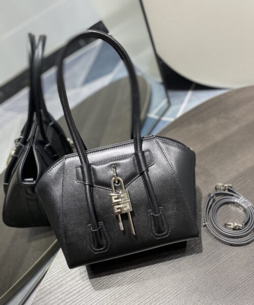 Givenchy Mini Antigona Lock Bag Black For Women, Women's Handbags, Shoulder Bags 8.7in/22cm GVC