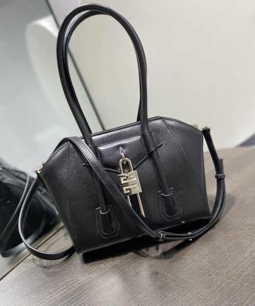 Givenchy Mini Antigona Lock Bag Black For Women, Women's Handbags, Shoulder Bags 8.7in/22cm GVC