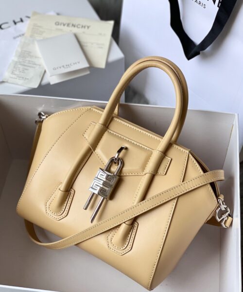 Givenchy Mini Antigona Lock Bag Caramel For Women, Women's Handbags, Shoulder Bags 8.7in/22cm GVC