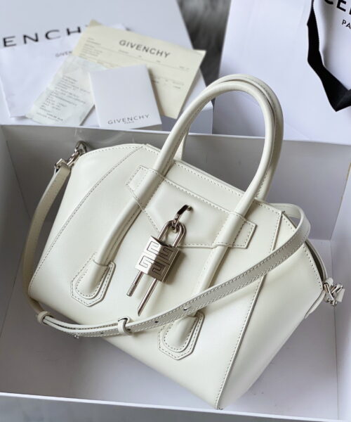 Givenchy Mini Antigona Lock Bag Ivory For Women, Women's Handbags, Shoulder Bags 8.7in/22cm GVC BB50J0B16S-105