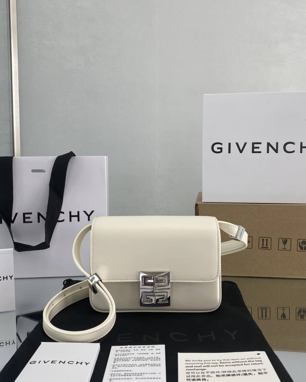 Givenchy Small 4G Bag Ivory For Women, Women's Handbags, Shoulder Bags 6.5in/16.5cm GVC