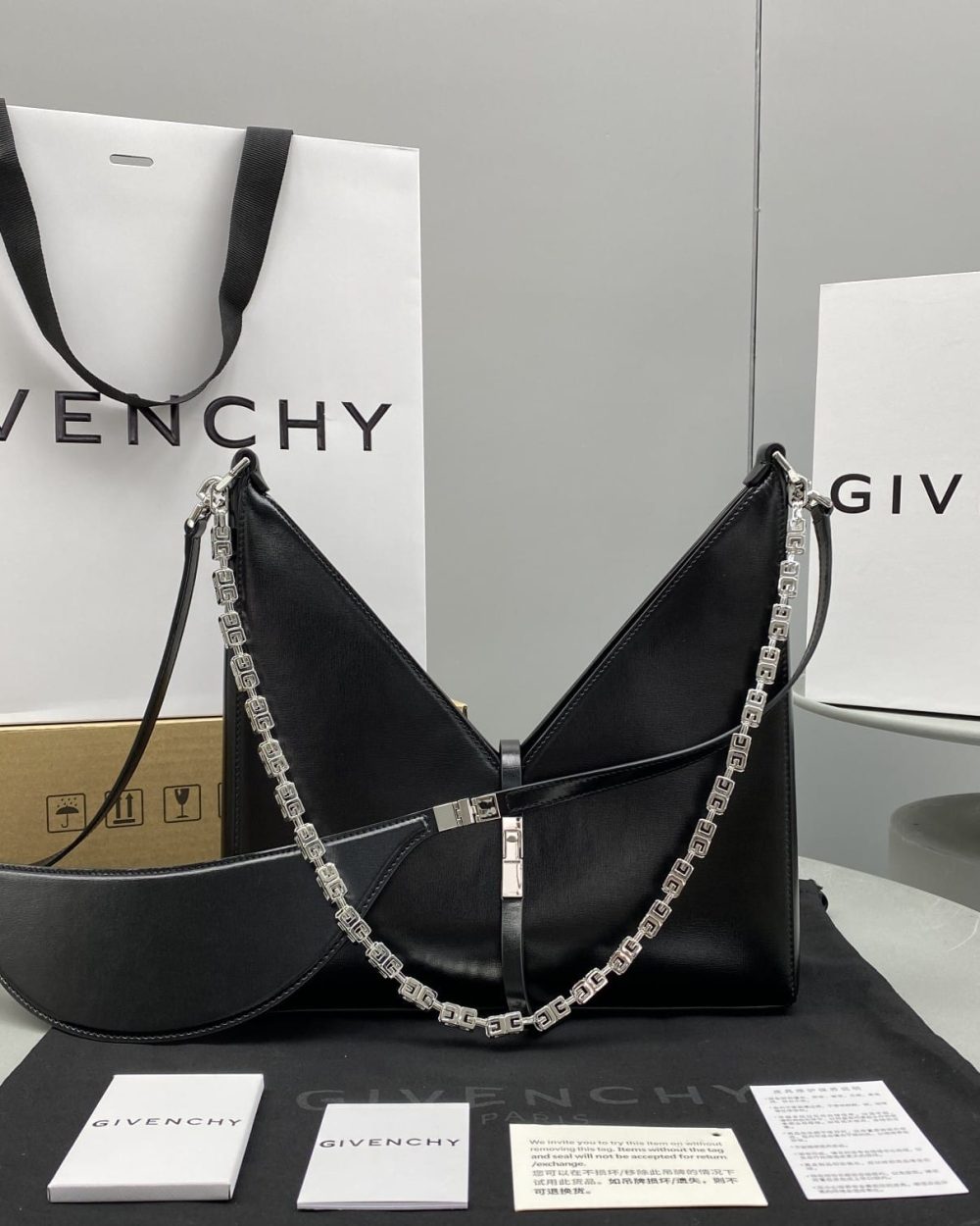 Givenchy Small Cut Out Bag Black For Women, Women's Handbags, Shoulder Bags 10.6in/27cm GVC