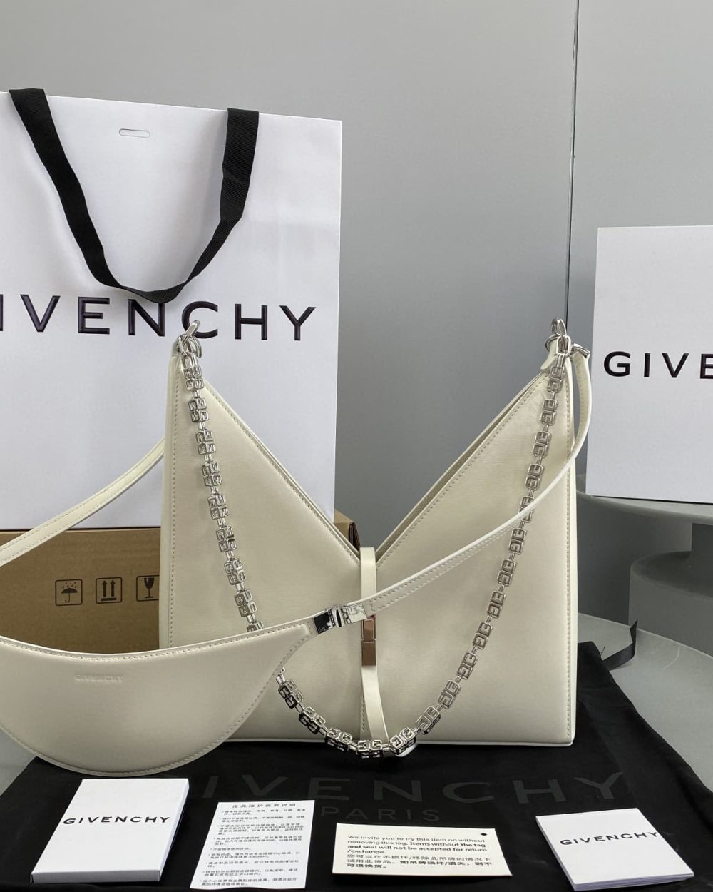 Givenchy Small Cut Out Bag Ivory For Women, Women's Handbags, Shoulder Bags 10.6in/27cm GVC