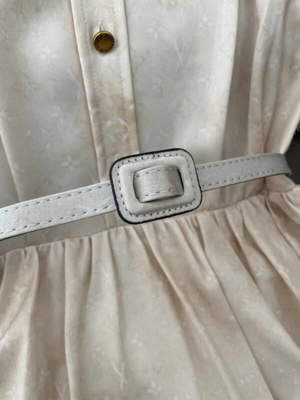 Gold Tone Buttons Babydoll Dress Beige For Women