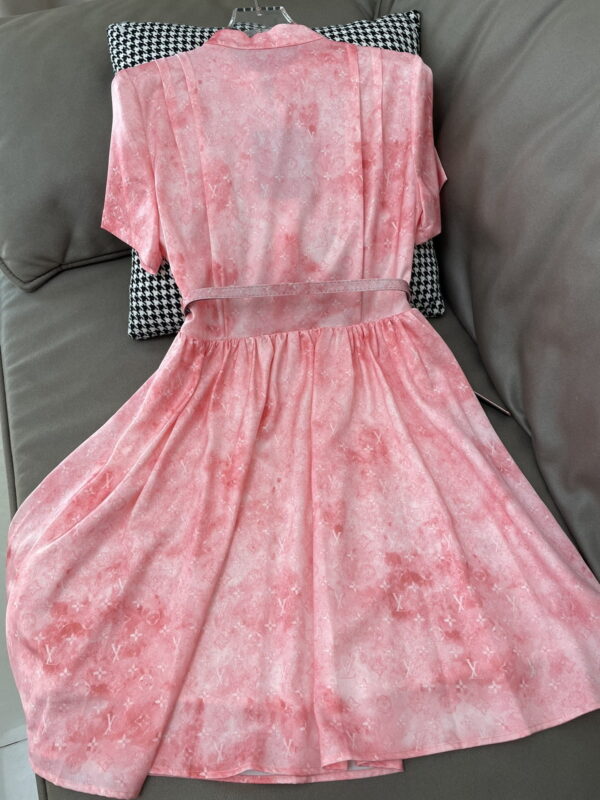 Gold Tone Buttons Babydoll Dress Pink For Women