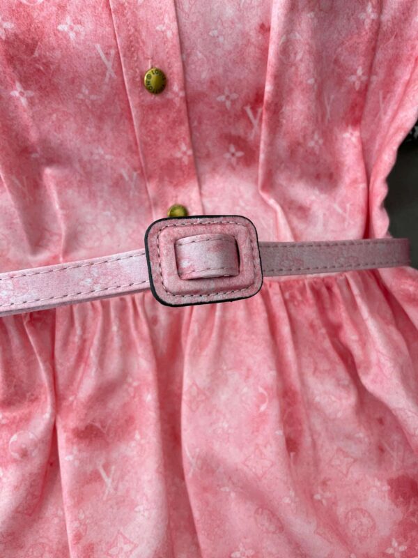 Gold Tone Buttons Babydoll Dress Pink For Women