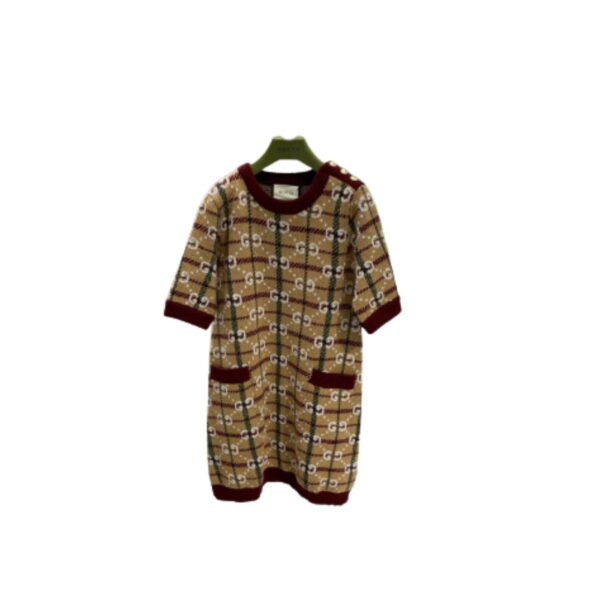 Gold Toned Vintage Button Dress Brown For Women
