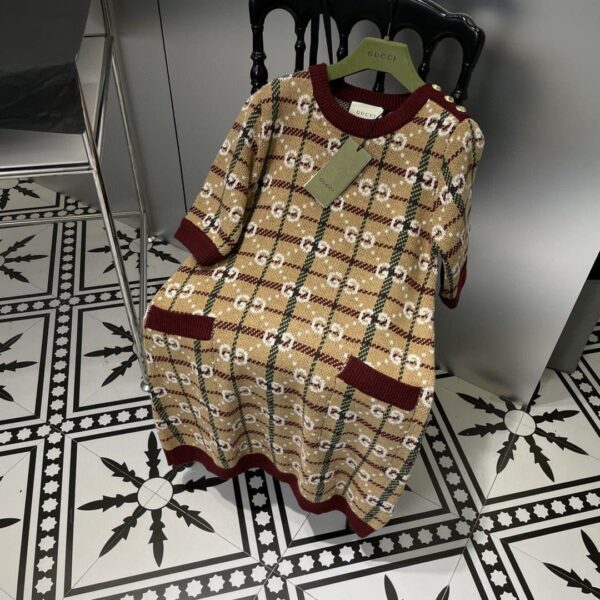 Gold Toned Vintage Button Dress Brown For Women