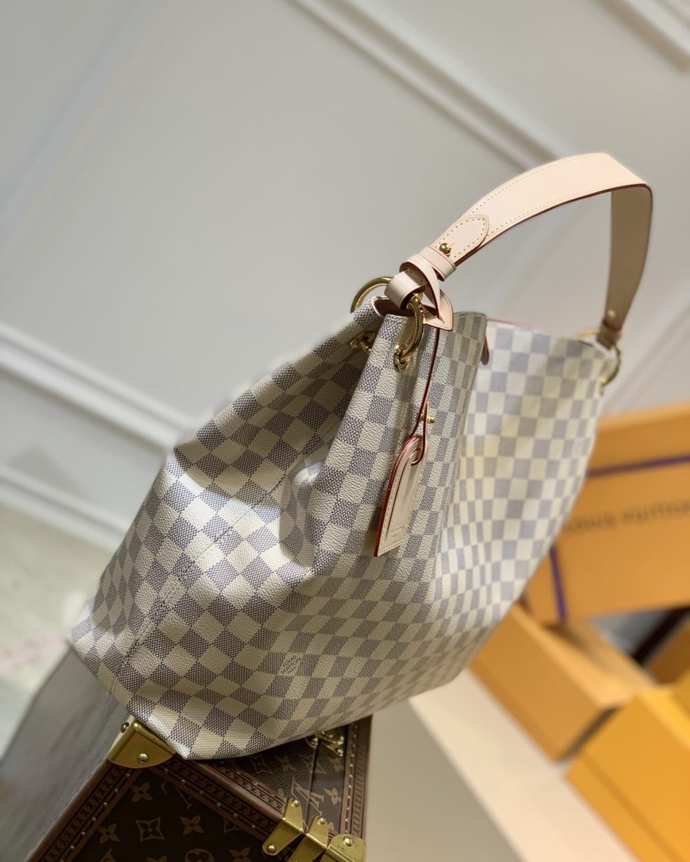 1:1 Replica Louis Vuitton LV Graceful MM Damier Azur Canvas Exclusive Bag For Women N42233 - 16.1in/ 41cm