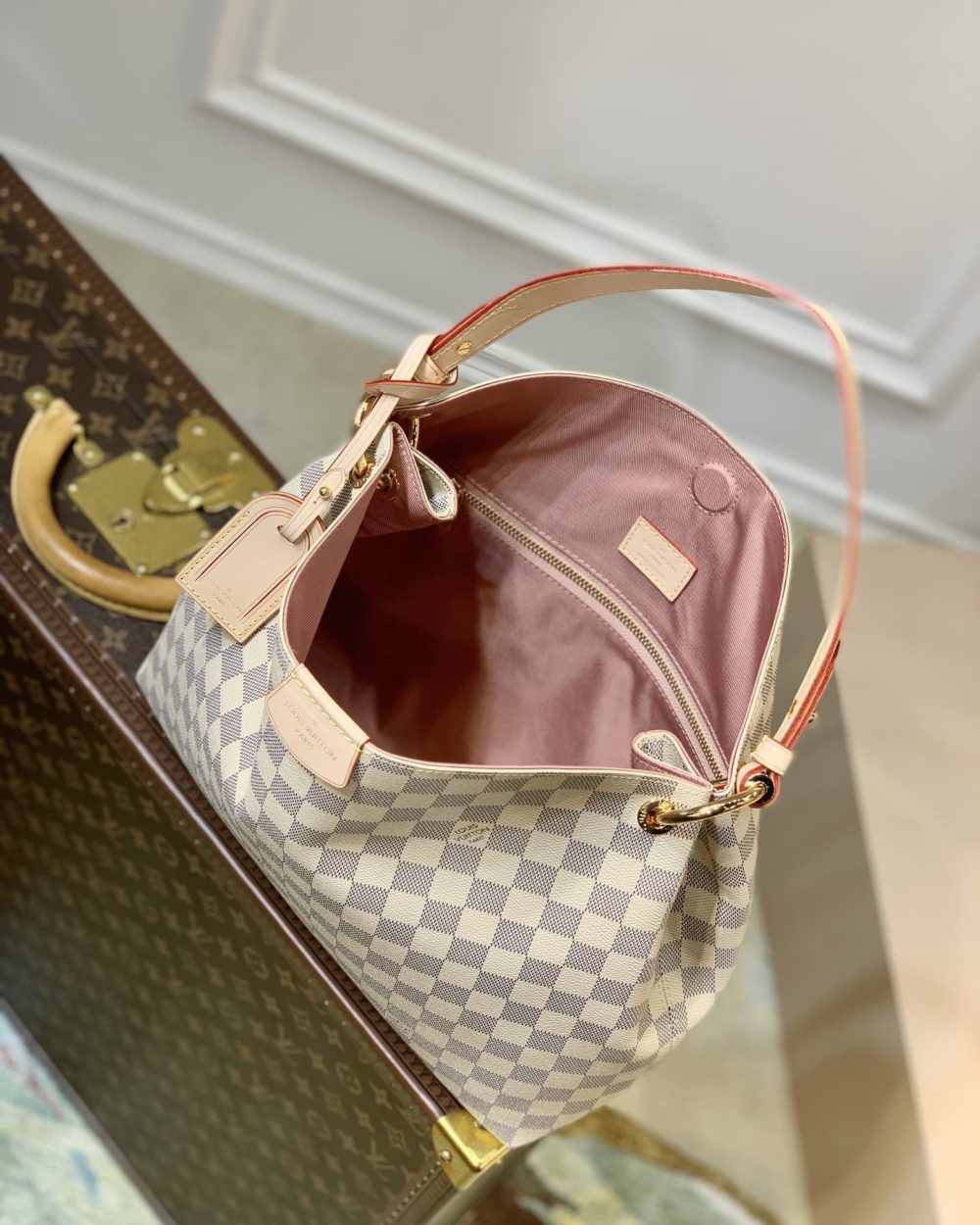 1:1 Replica Louis Vuitton LV Graceful PM Damier Azur Canvas Exclusive Bag For Women N42249 - 13.8in/ 35cm