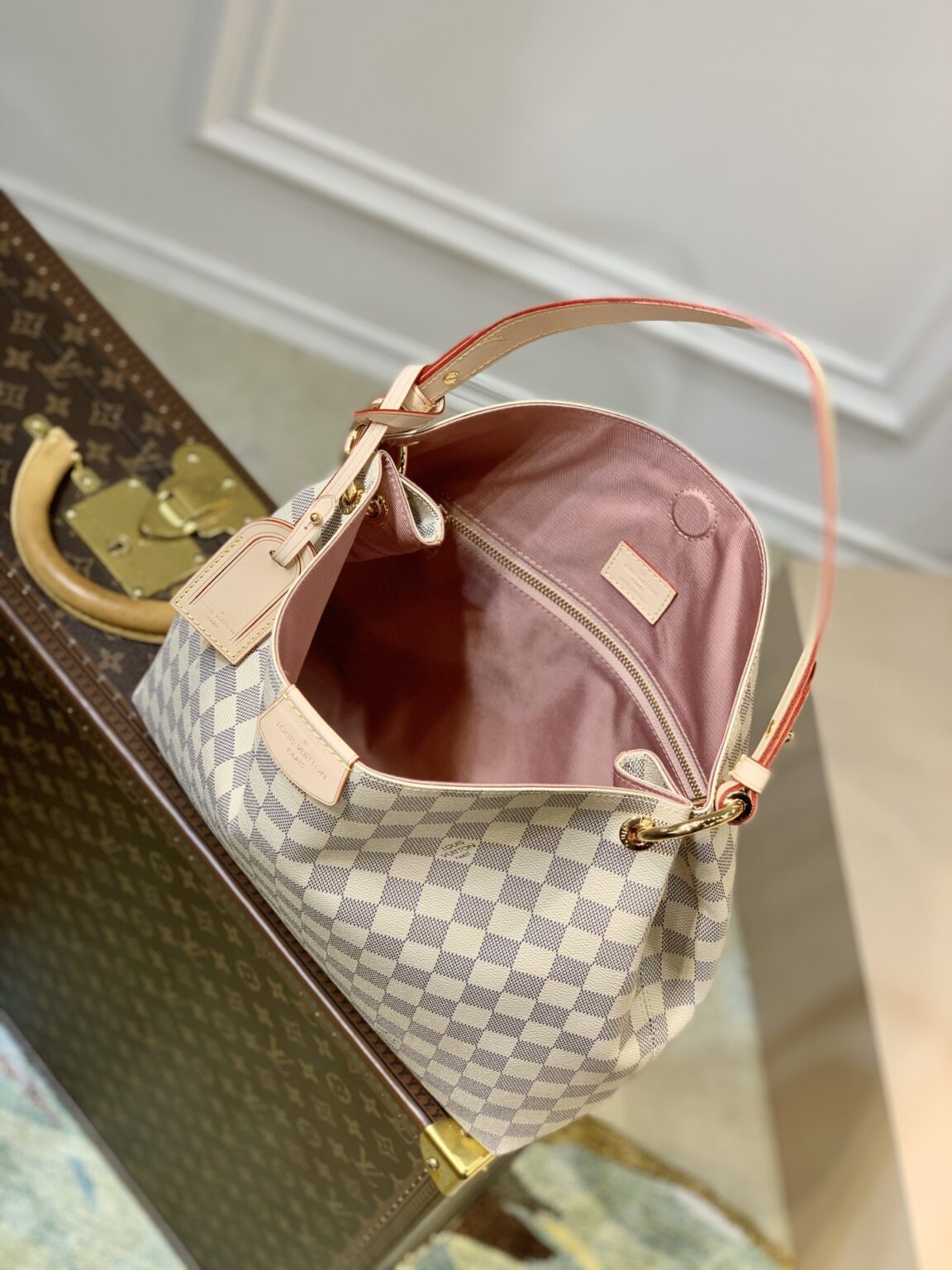1:1 Replica Louis Vuitton LV Graceful PM Damier Azur Canvas Exclusive Bag For Women N42249 - 13.8in/ 35cm - Image 6