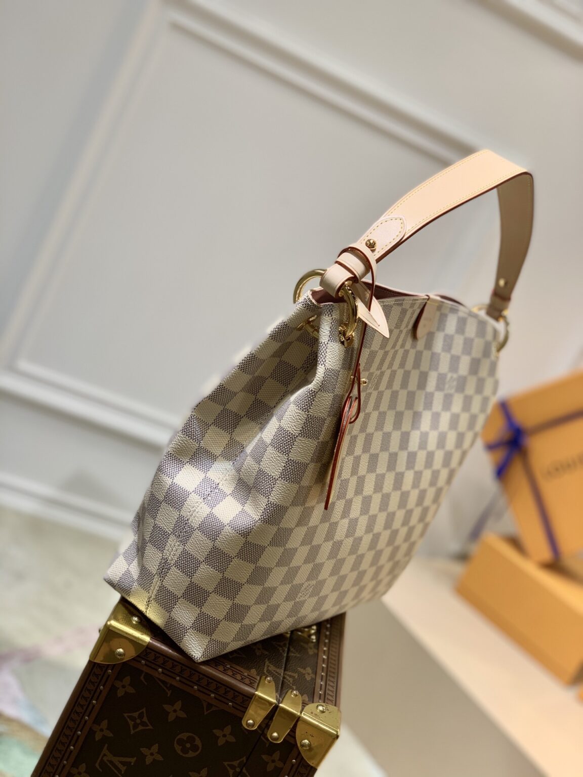 1:1 Replica Louis Vuitton LV Graceful PM Damier Azur Canvas Exclusive Bag For Women N42249 - 13.8in/ 35cm - Image 4