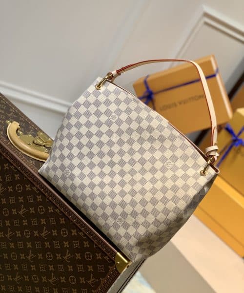 1:1 Replica Louis Vuitton LV Graceful PM Damier Azur Canvas Exclusive Bag For Women N42249 - 13.8in/ 35cm