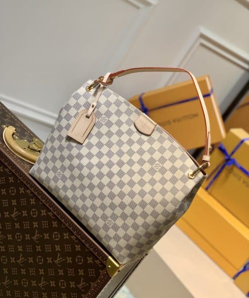 1:1 Replica Louis Vuitton LV Graceful PM Damier Azur Canvas Exclusive Bag For Women N42249 - 13.8in/ 35cm