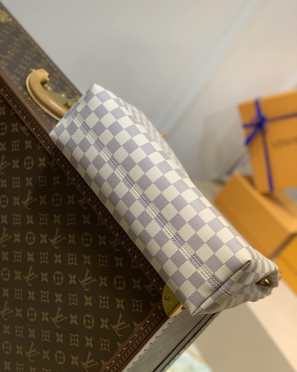 1:1 Replica Louis Vuitton LV Graceful PM Damier Azur Canvas Exclusive Bag For Women N42249 - 13.8in/ 35cm