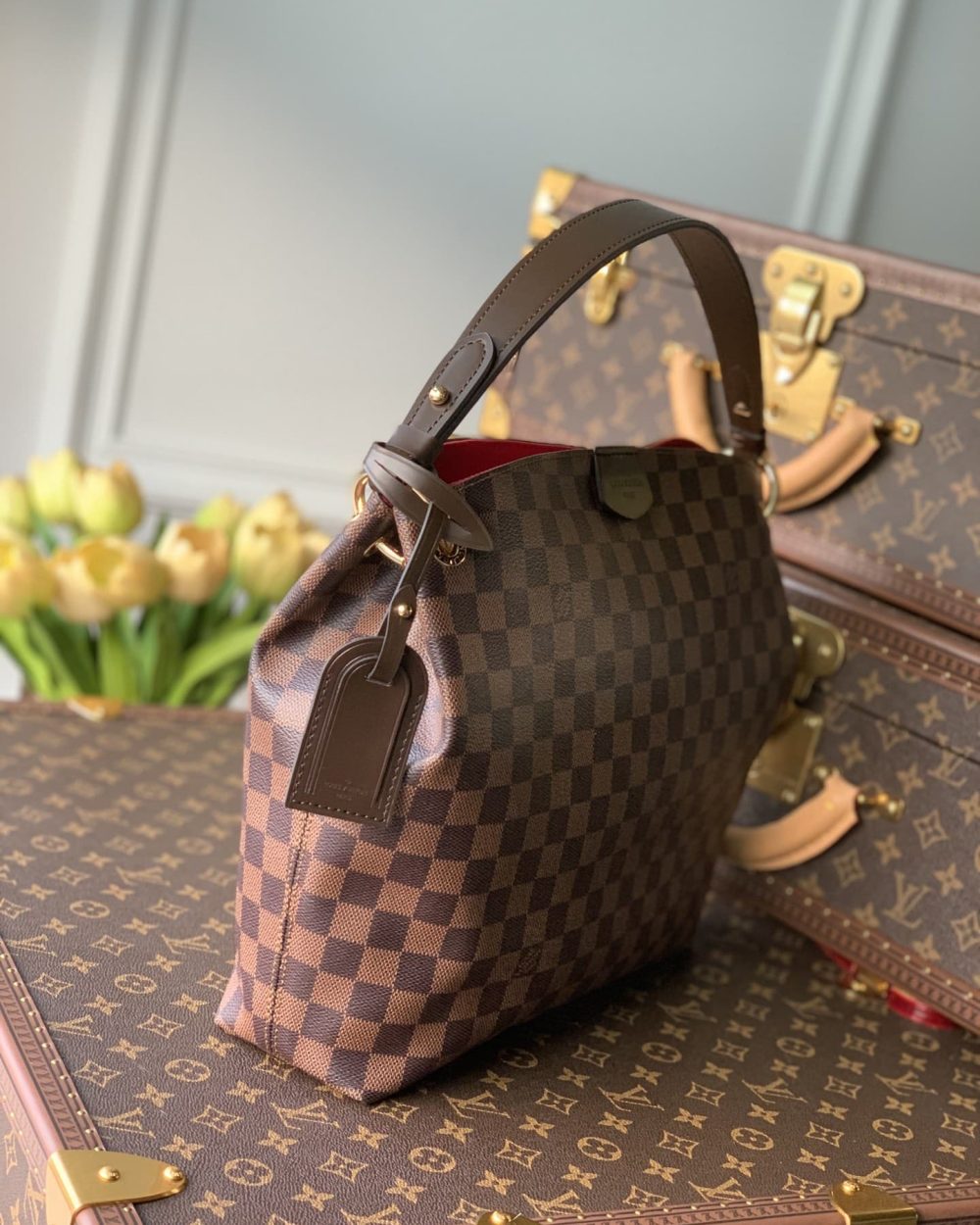 1:1 Replica Louis Vuitton LV Graceful PM Damier Ebene Canvas Exclusive Bag For Women N44044 - 13.8in/ 35cm