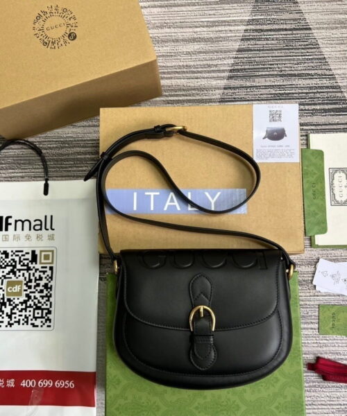 1:1 Replica Gucci Aria Shoulder Bag Black For Women, Women's Bags 10.2in/25cm GG
