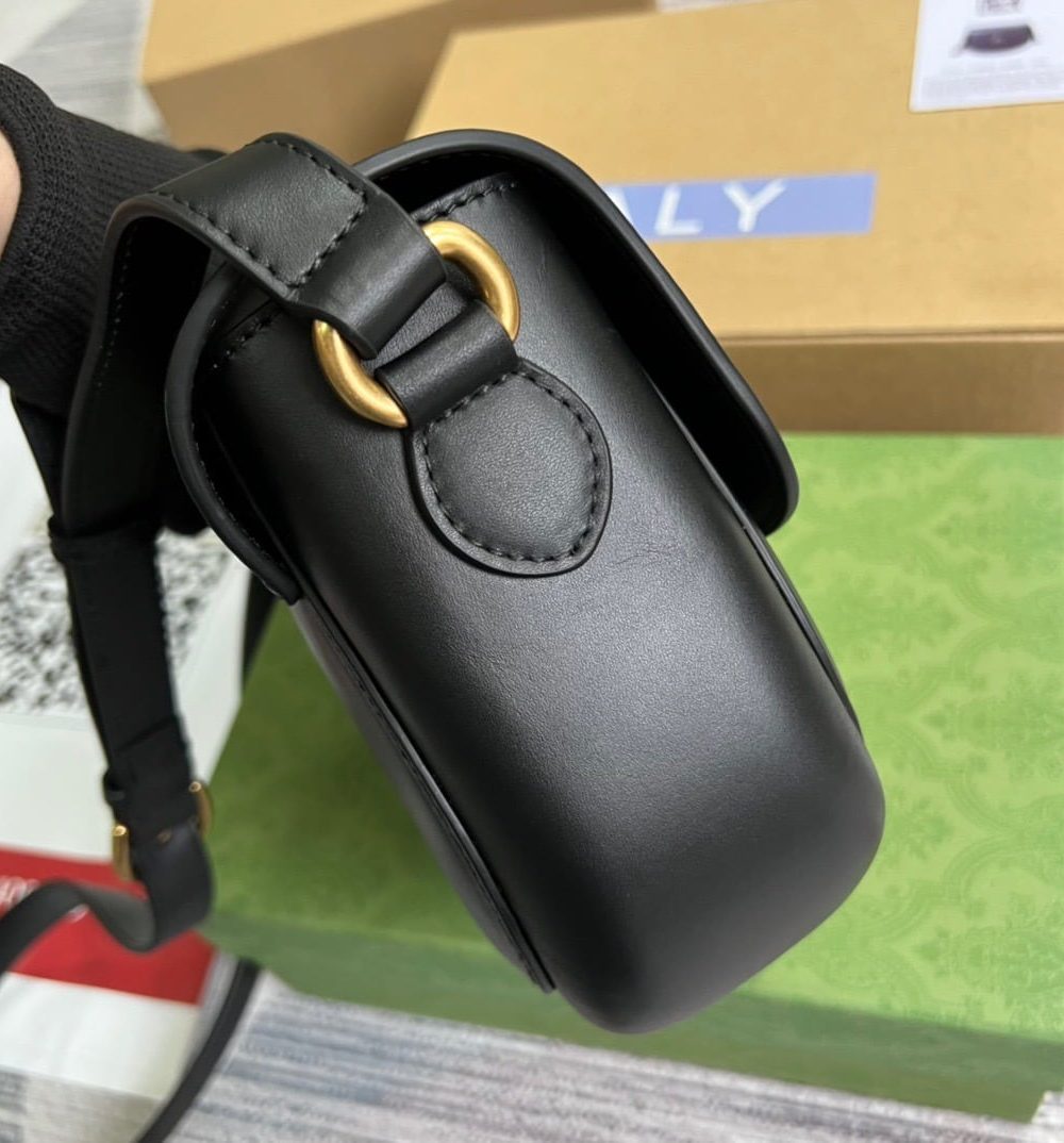 1:1 Replica Gucci Aria Shoulder Bag Black For Women, Women's Bags 10.2in/25cm GG