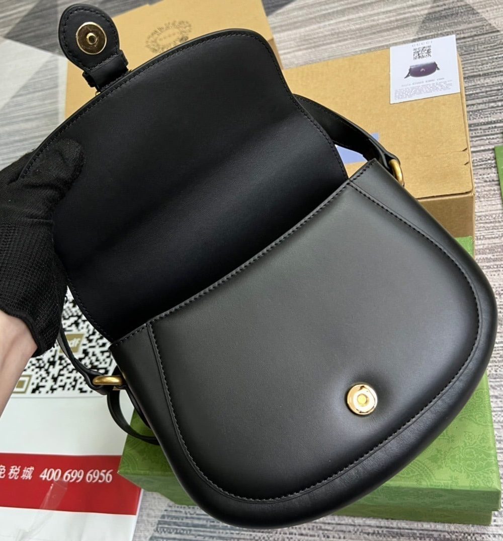 1:1 Replica Gucci Aria Shoulder Bag Black For Women, Women's Bags 10.2in/25cm GG