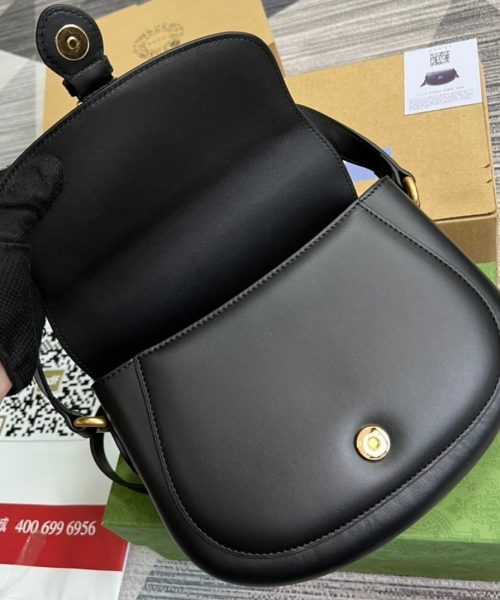 1:1 Replica Gucci Aria Shoulder Bag Black For Women, Women's Bags 10.2in/25cm GG