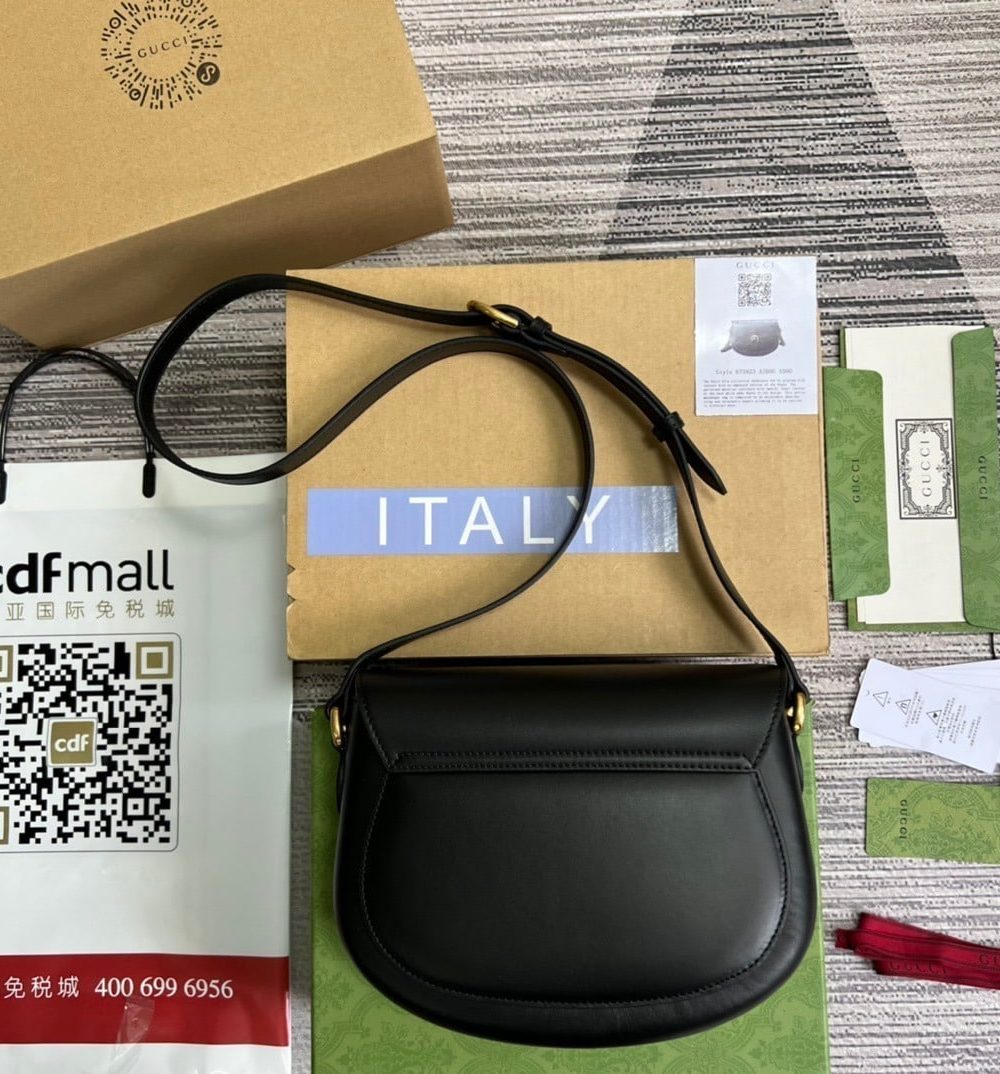 1:1 Replica Gucci Aria Shoulder Bag Black For Women, Women's Bags 10.2in/25cm GG