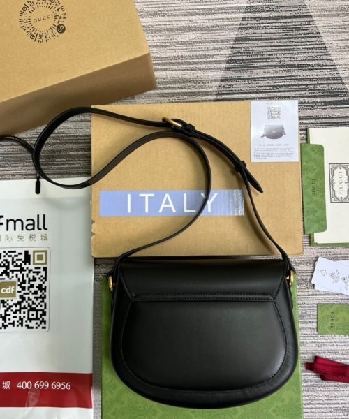 1:1 Replica Gucci Aria Shoulder Bag Black For Women, Women's Bags 10.2in/25cm GG