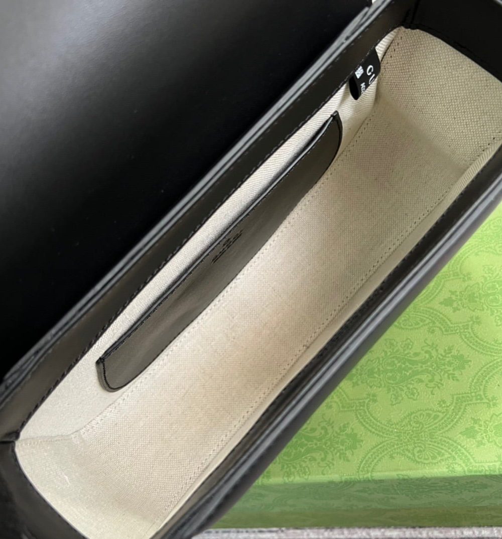 1:1 Replica Gucci Aria Shoulder Bag Black For Women, Women's Bags 10.2in/25cm GG