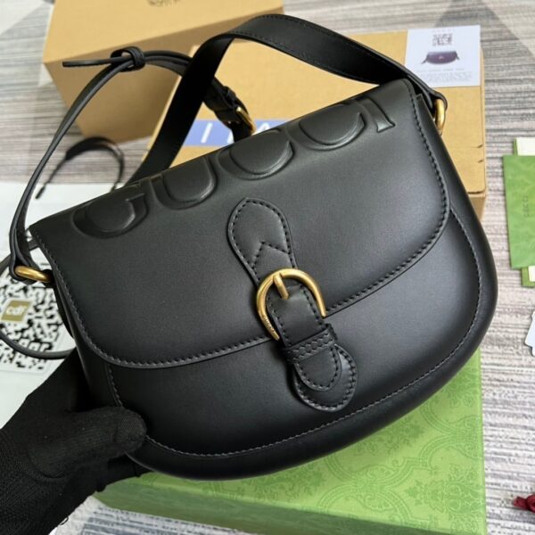 1:1 Replica Gucci Aria Shoulder Bag Black For Women, Women's Bags 10.2in/25cm GG