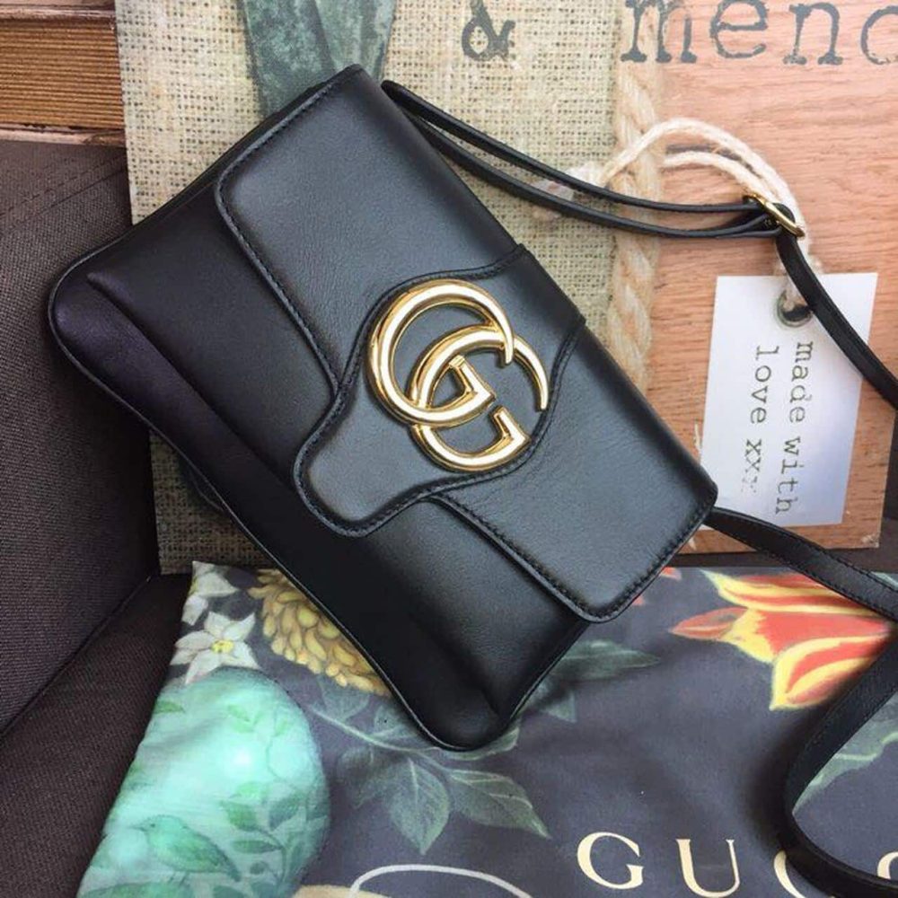 1:1 Replica Gucci Arli Shoulder Bag Black For Women 10in/26cm 550129 0V10G 1000 - Image 5