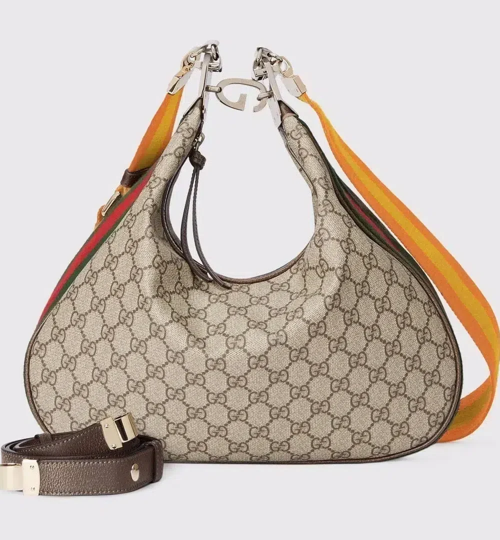1:1 Replica Gucci Atache Large Shoulder Bag Beige And Multicolor For Women, Women's Bags 13.8in/35cm GG 702823 96GRN 4091