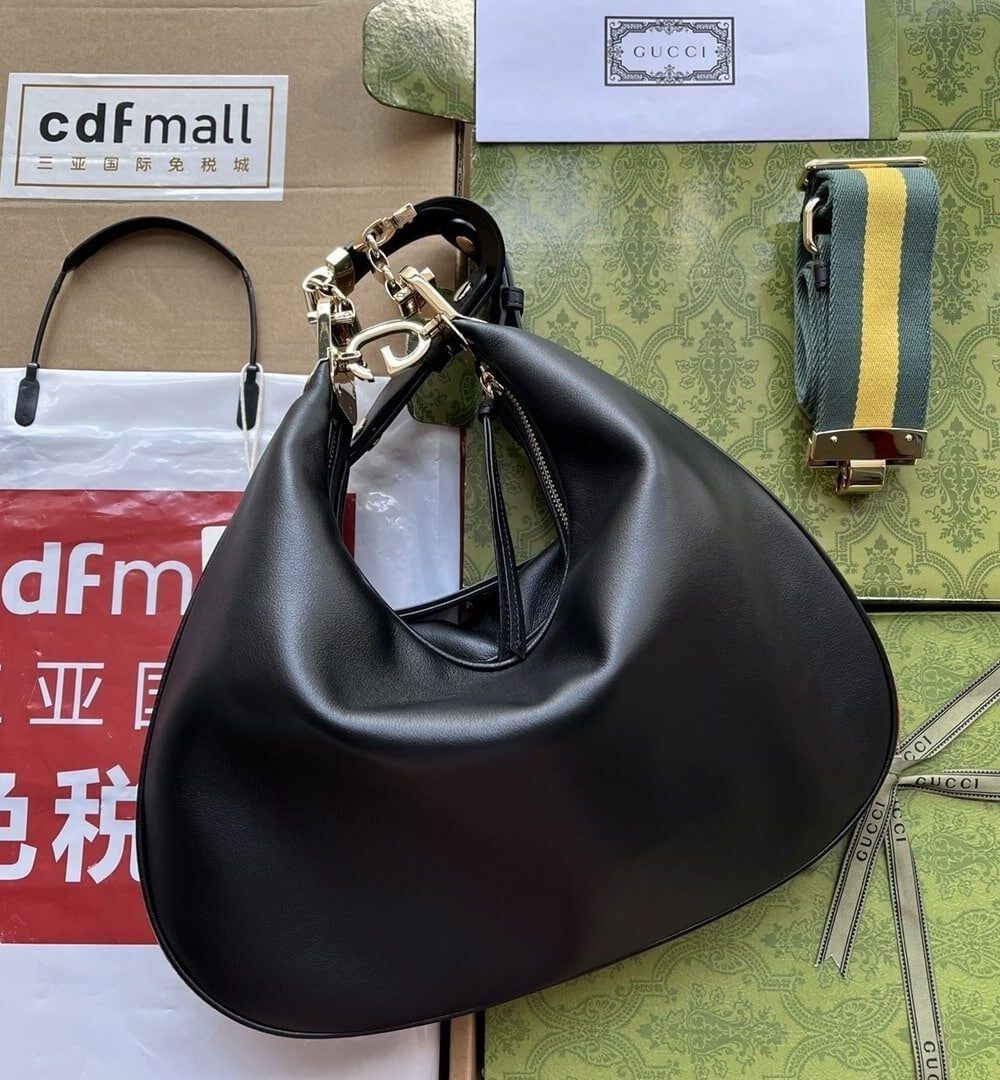 1:1 Replica Gucci Atache Large Shoulder Bag Black For Women, Women's Bags 13.8in/35cm GG 702823 UXWBG 1037