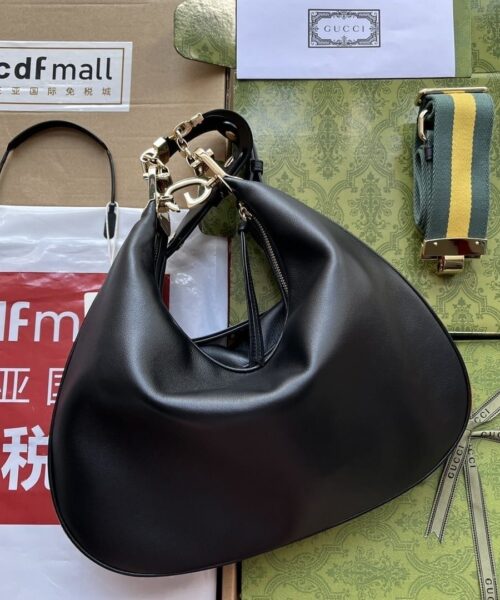 1:1 Replica Gucci Atache Large Shoulder Bag Black For Women, Women's Bags 13.8in/35cm GG‎ ‎702823 UXWBG 1037