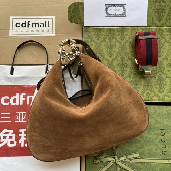 1:1 Replica Gucci Atache Large Shoulder Bag Dark Brown For Women, Women's Bags 13.8in/35cm GG ‎‎702823 DVVKG 2664