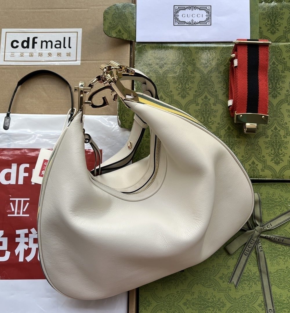 1:1 Replica Gucci Atache Large Shoulder Bag White For Women, Women's Bags 13.8in/35cm GG 702823 UXWBG 9109
