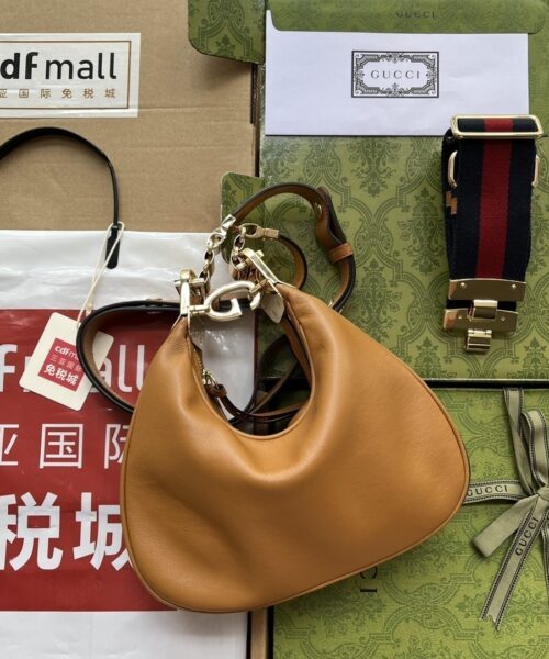 1:1 Replica Gucci Atache Small Shoulder Bag Brown For Women, Women's Bags 9in/23cm GG