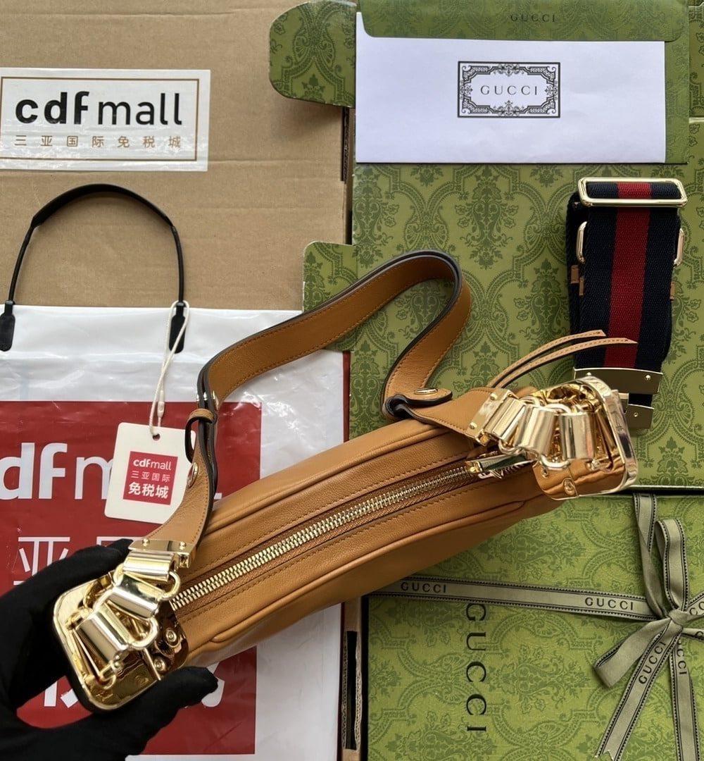 1:1 Replica Gucci Atache Small Shoulder Bag Brown For Women, Women's Bags 9in/23cm GG