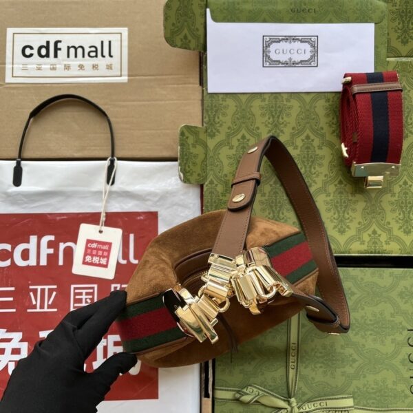 1:1 Replica Gucci Atache Small Shoulder Bag Dark Brown For Women, Women's Bags 9in/23cm GG ‎