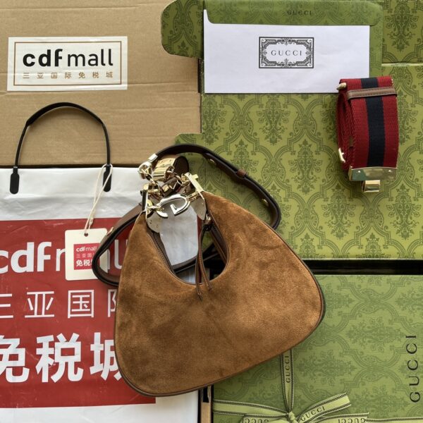 1:1 Replica Gucci Atache Small Shoulder Bag Dark Brown For Women, Women's Bags 9in/23cm GG ‎