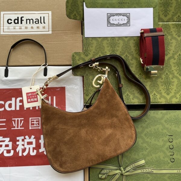 1:1 Replica Gucci Atache Small Shoulder Bag Dark Brown For Women, Women's Bags 9in/23cm GG ‎