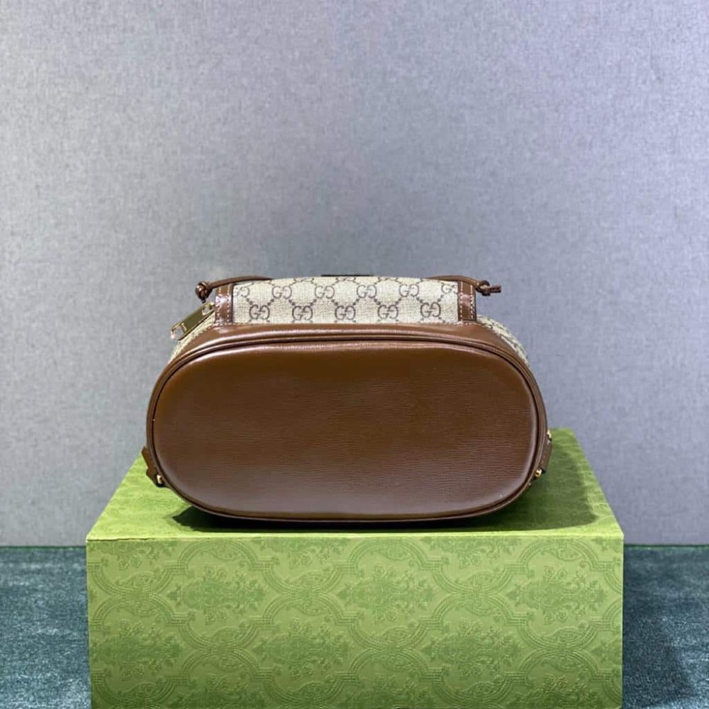 1:1 Replica Gucci Backpack With Interlocking G Beige And Ebony GG Supreme Canvas Brown 11.8in/30cm GG 674147 92THG 8563 - Image 6