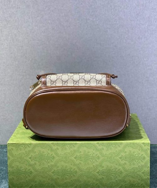 1:1 Replica Gucci Backpack With Interlocking G Beige And Ebony GG Supreme Canvas Brown 11.8in/30cm GG 674147 92THG 8563