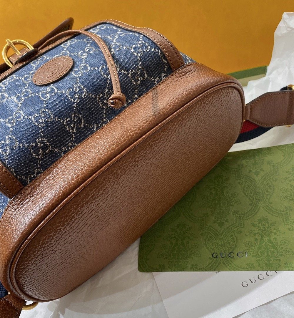 1:1 Replica Gucci Backpack With Interlocking G Blue For Women, Women's Bags 11.8in/30cm GG