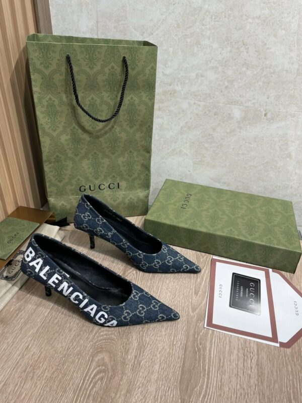 Gucci Balenciaga The Hacker Project Square Knife Pump Blue For Women GG